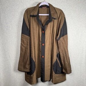 Design today's jacket womens 2X/3X brown lagenlook oversized nylon long